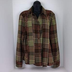 White Stag Hounds Tooth Button Down Blouse Size L